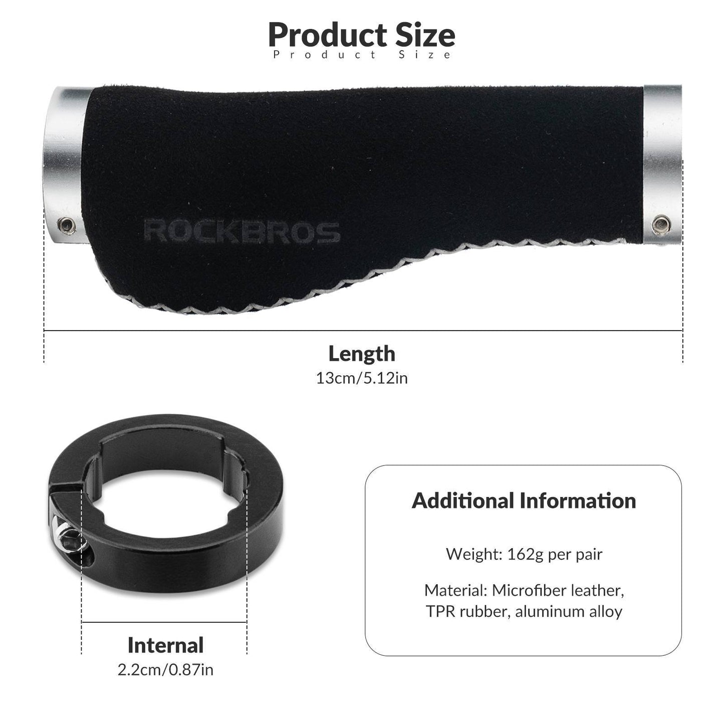 Lederen fietshandvatten voor sturen met een diameter van 22,2 mm, ROCKBROS