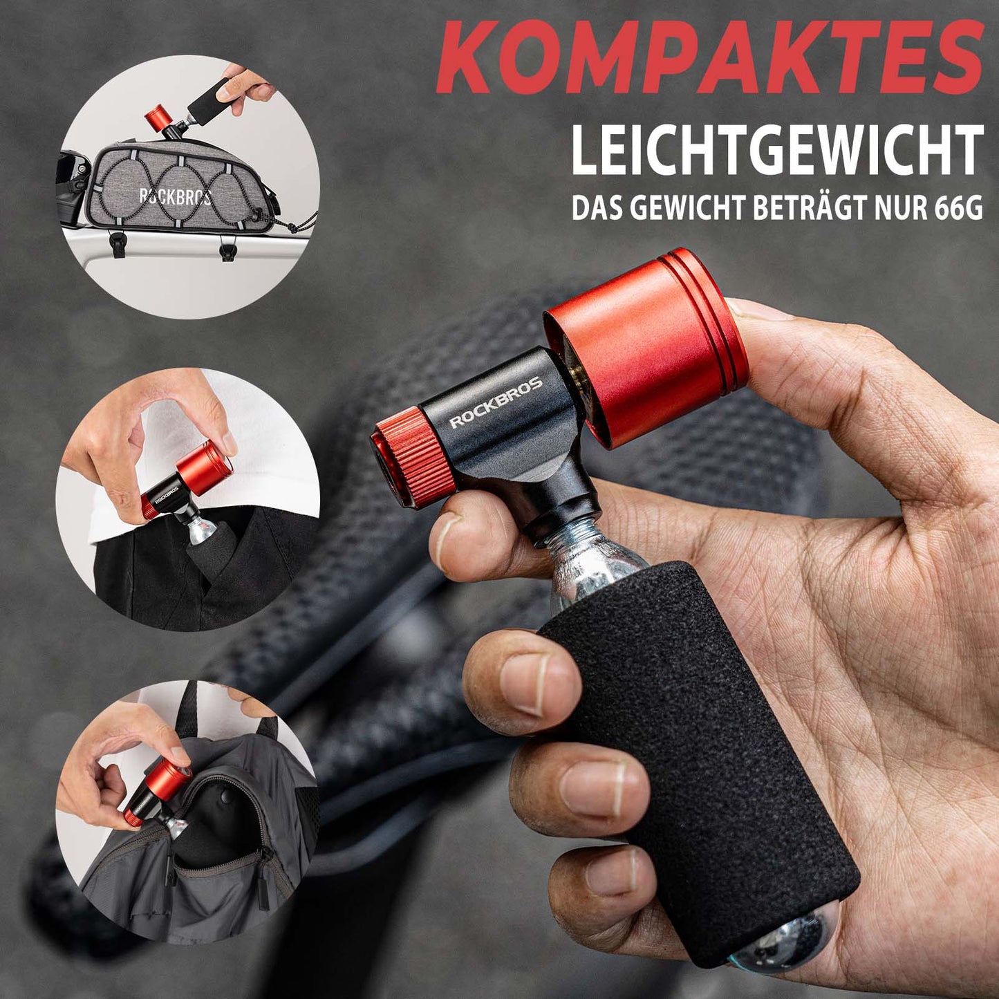 Fietspomp CO2-patroonpomp minipomp met drukregelventiel ROCKBROS