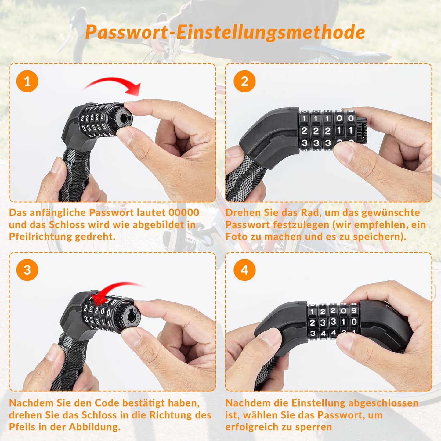 Fietsslot met cijferslot, 19 mm dik, ROCKBROS