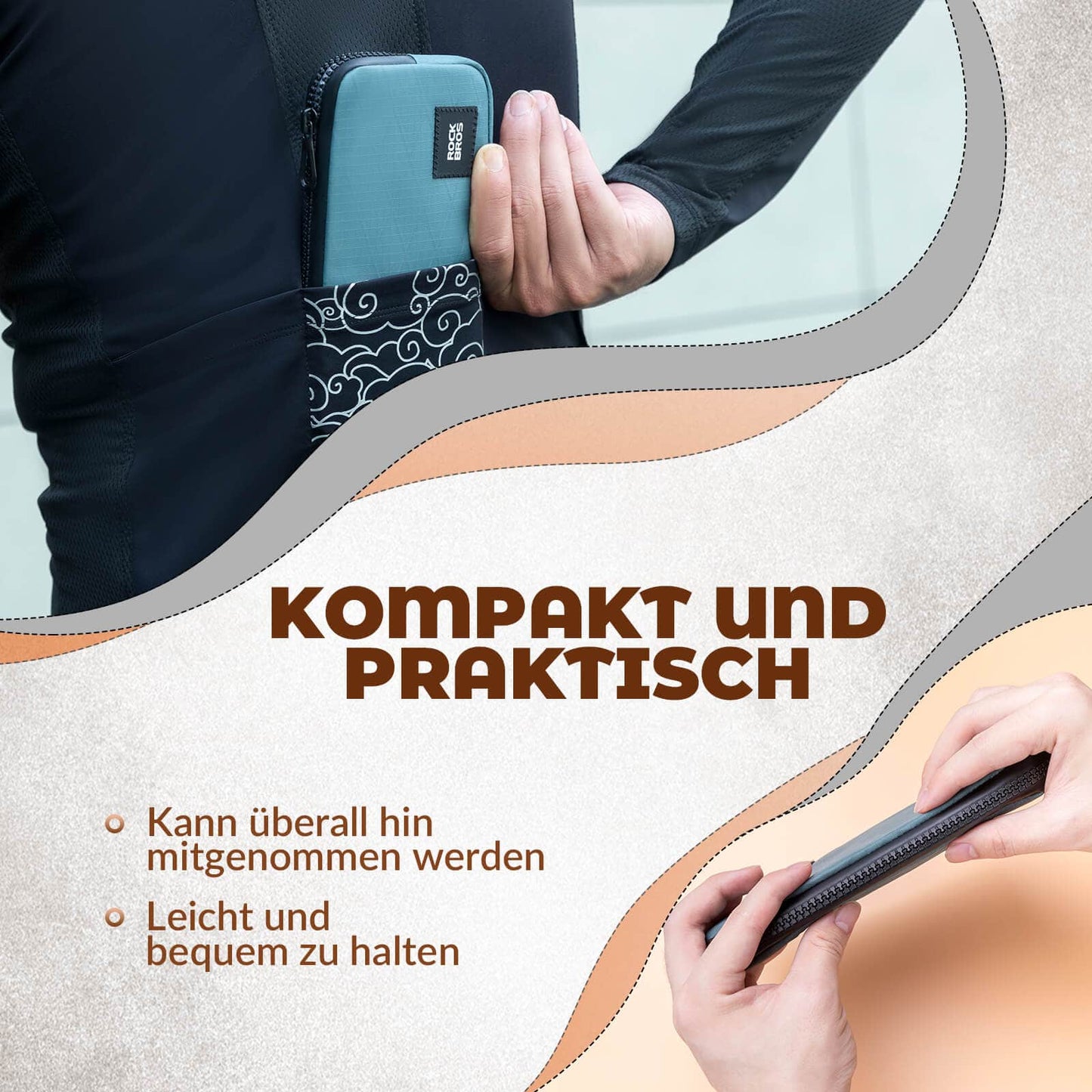 Portemonnee, tasje, muntzakje, telefoonhoesje voor creditcards en sleutels, ROCKBROS
