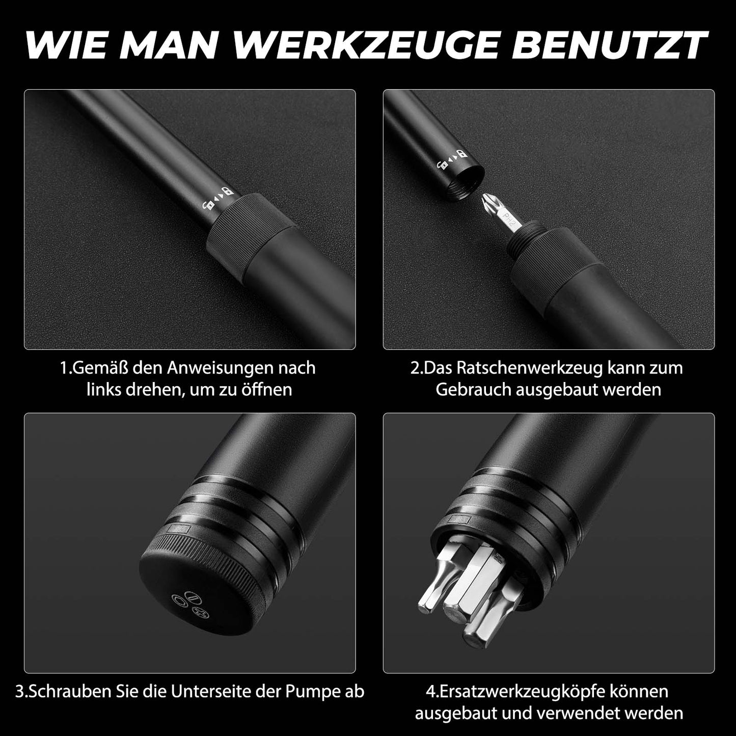 Mini fietspomp met ratelsleutel, 80 PSI, aluminium, ROCKBROS