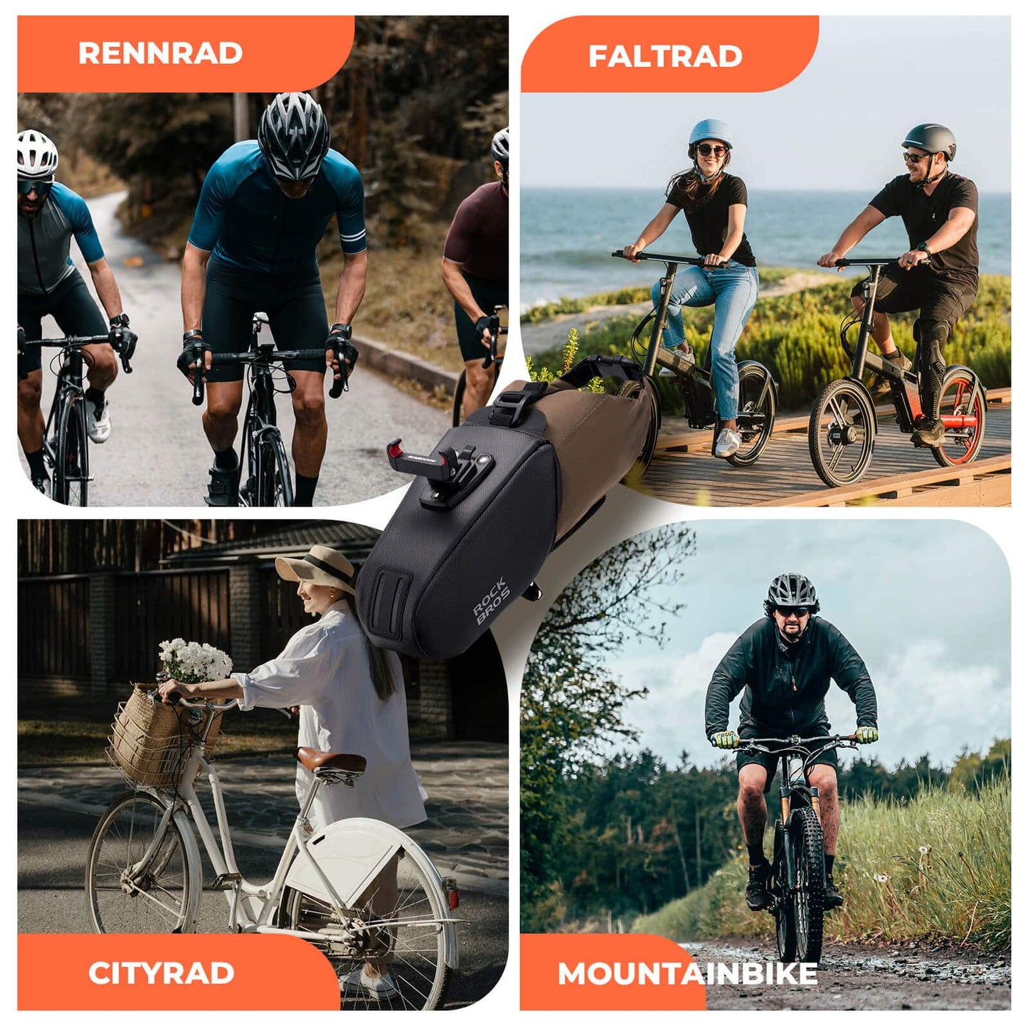 Zadeltas, waterdichte fietstas, uitbreidbaar met binnenvak, ROCKBROS