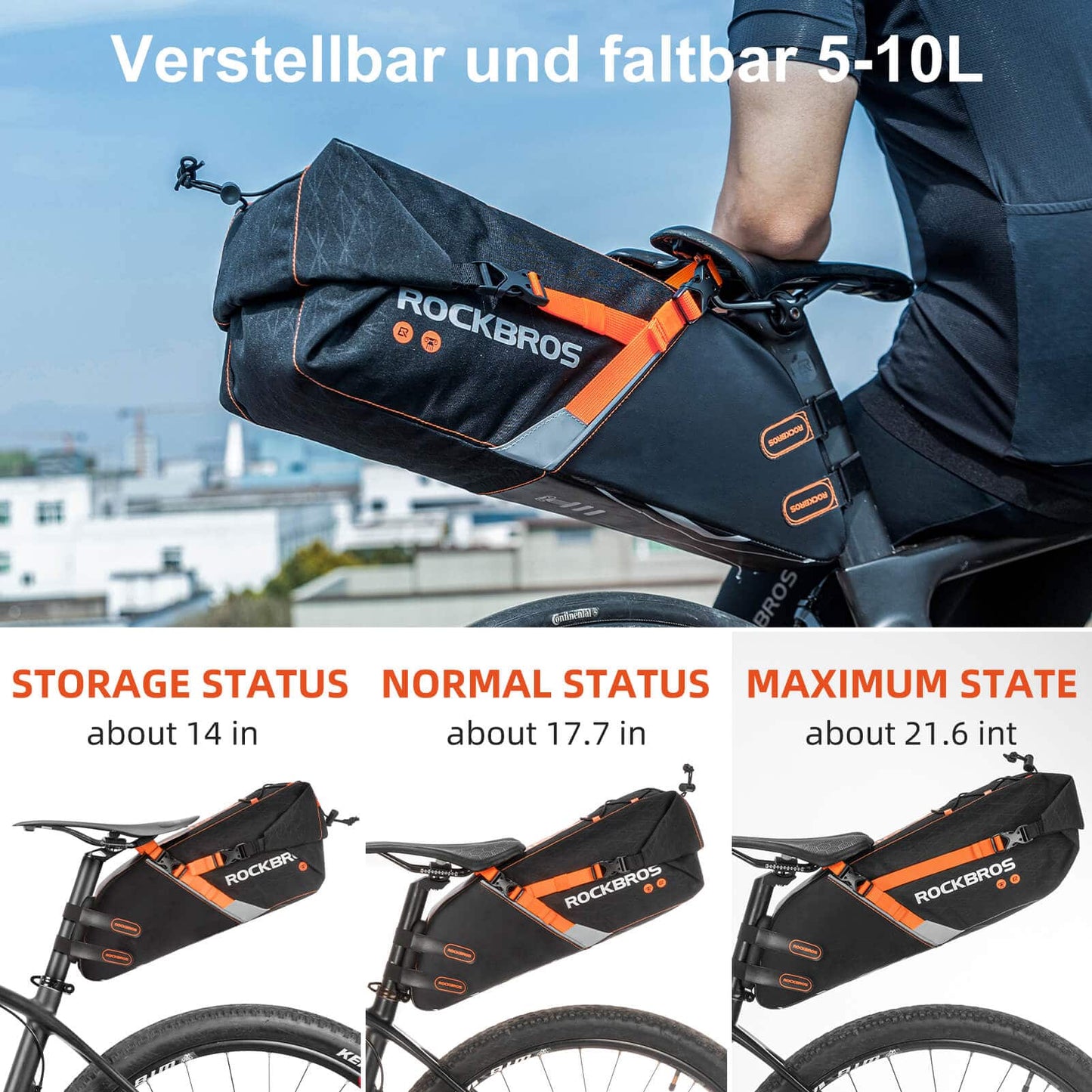 Waterdichte zadeltas voor mountainbikes en racefietsen, 10 liter, ROCKBROS