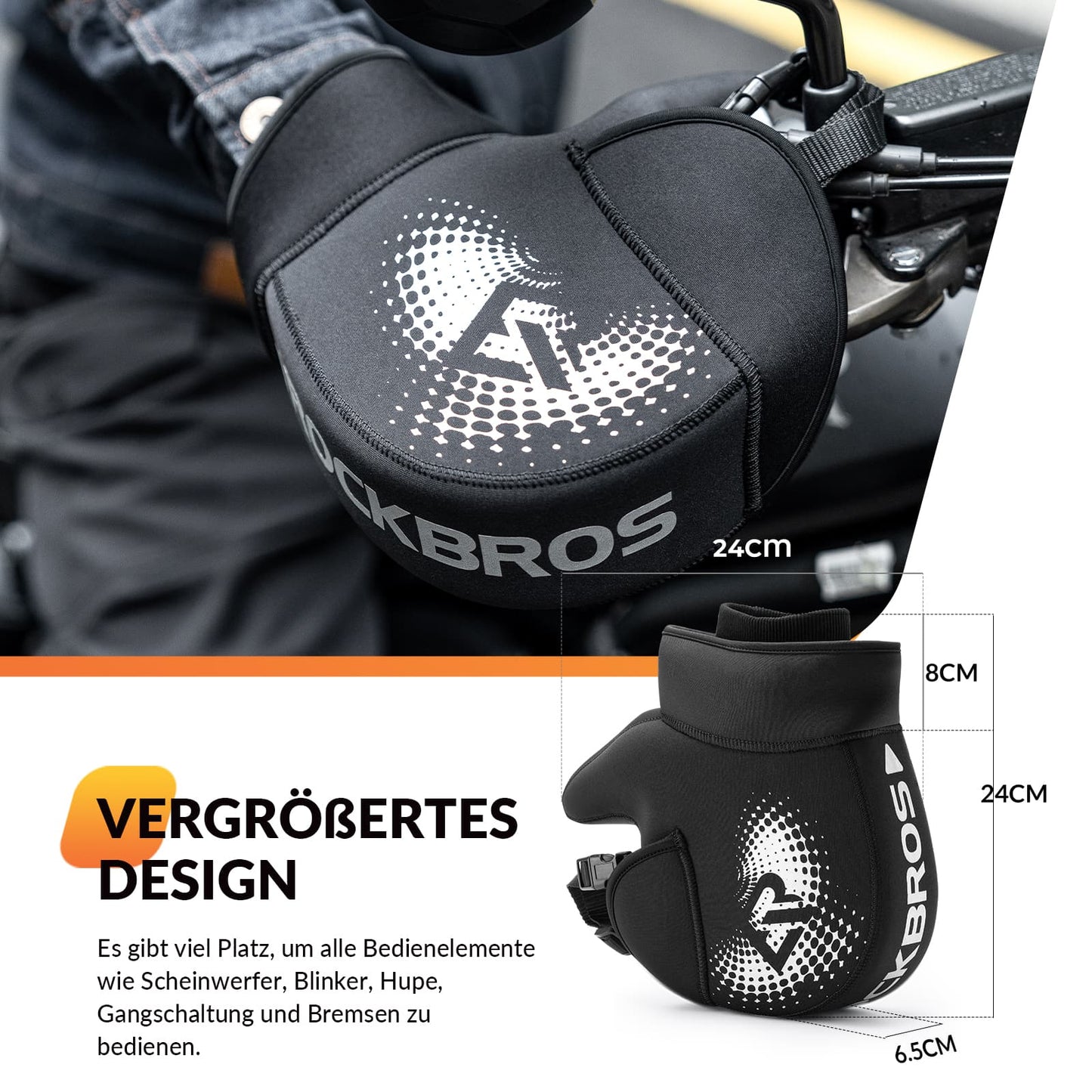 Winterstuurhoezen, winddichte motorhandschoenen, zwart, ROCKBROS