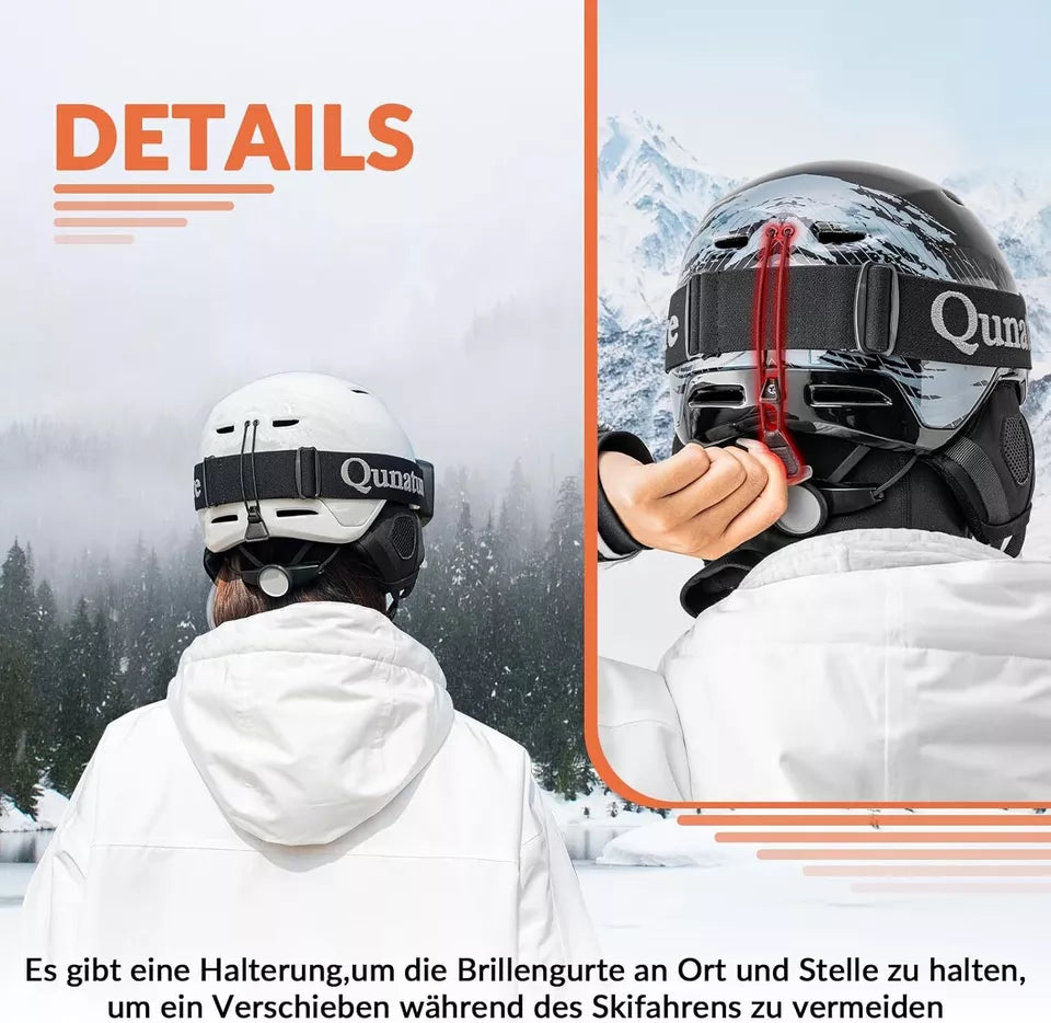 Qunature snowboard/skihelm met oorkappen snowboardhelm voor dames en heren 54-61cm