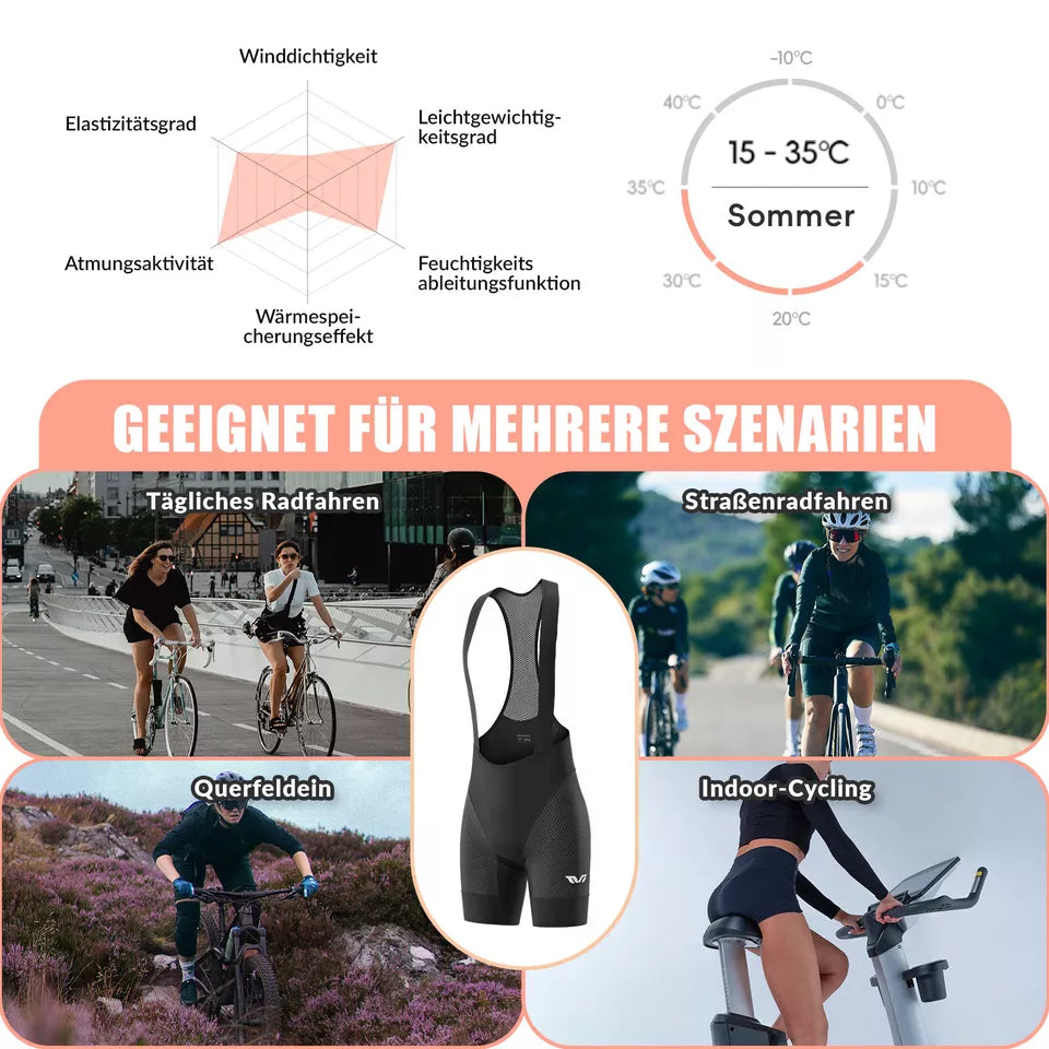 ROCKBROS TVI gewatteerde racefietsbroek met bretels voor dames
