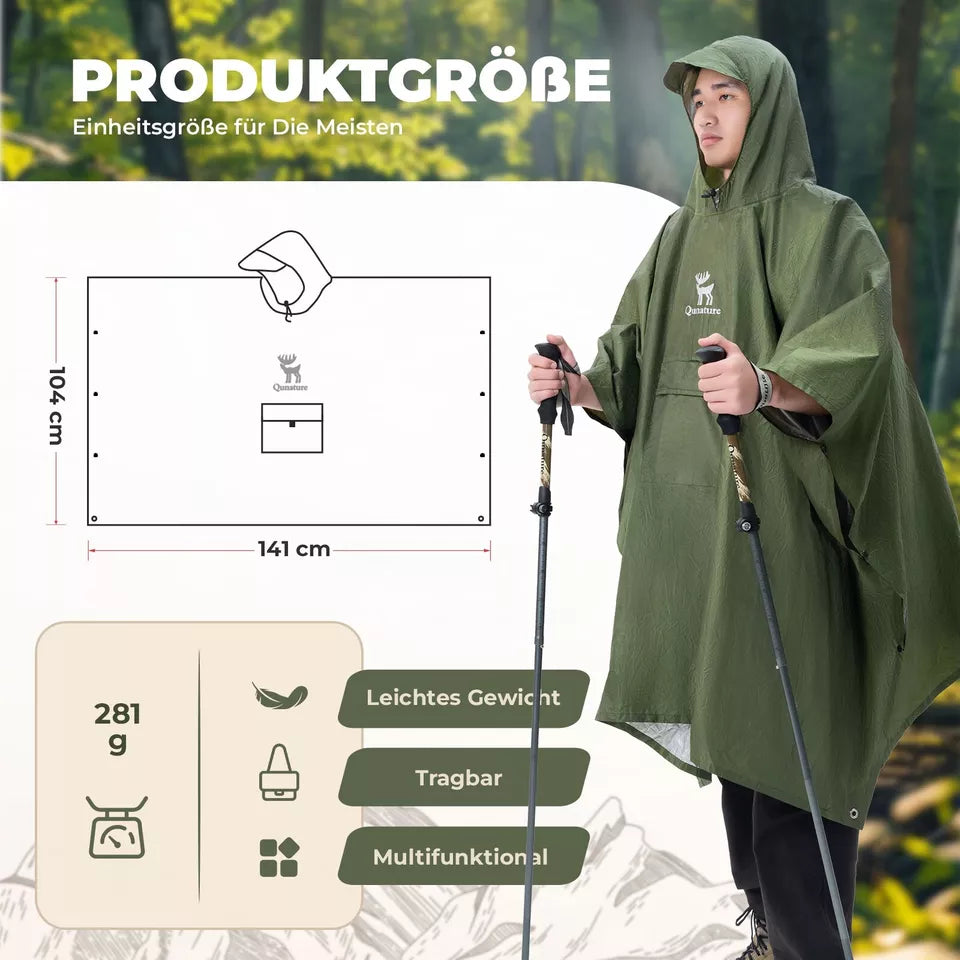 Qunature Outdoors Multifunctionele Regenponcho Fietsregencape Regenponcho