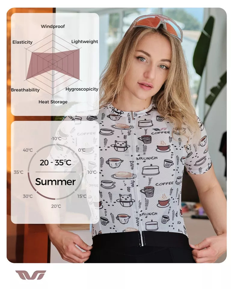 ROCKBROS TVI wielershirt dames, ademend wielershirt met korte mouwen en 3 zakken