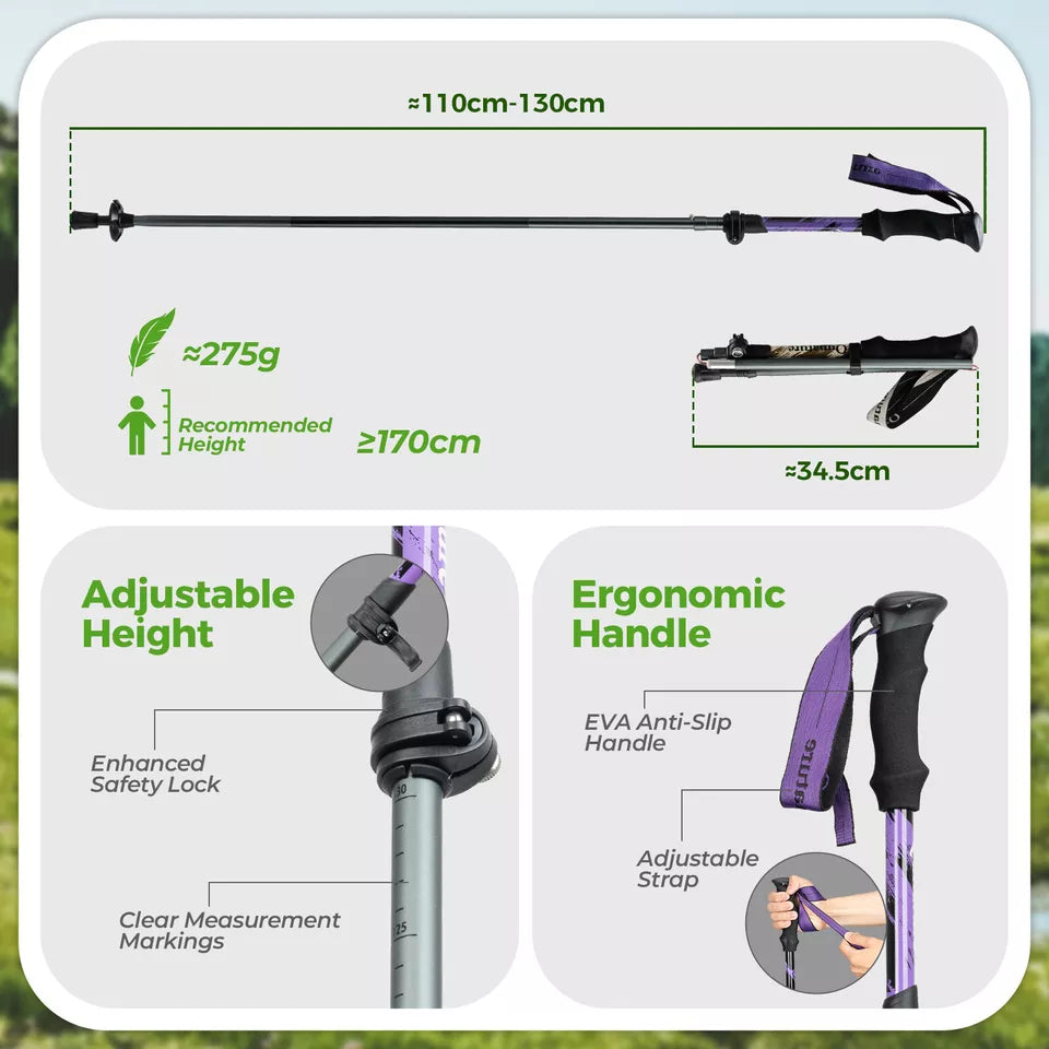 Qunature trekkingstokken wandelstokken 7075 aluminium 130cm