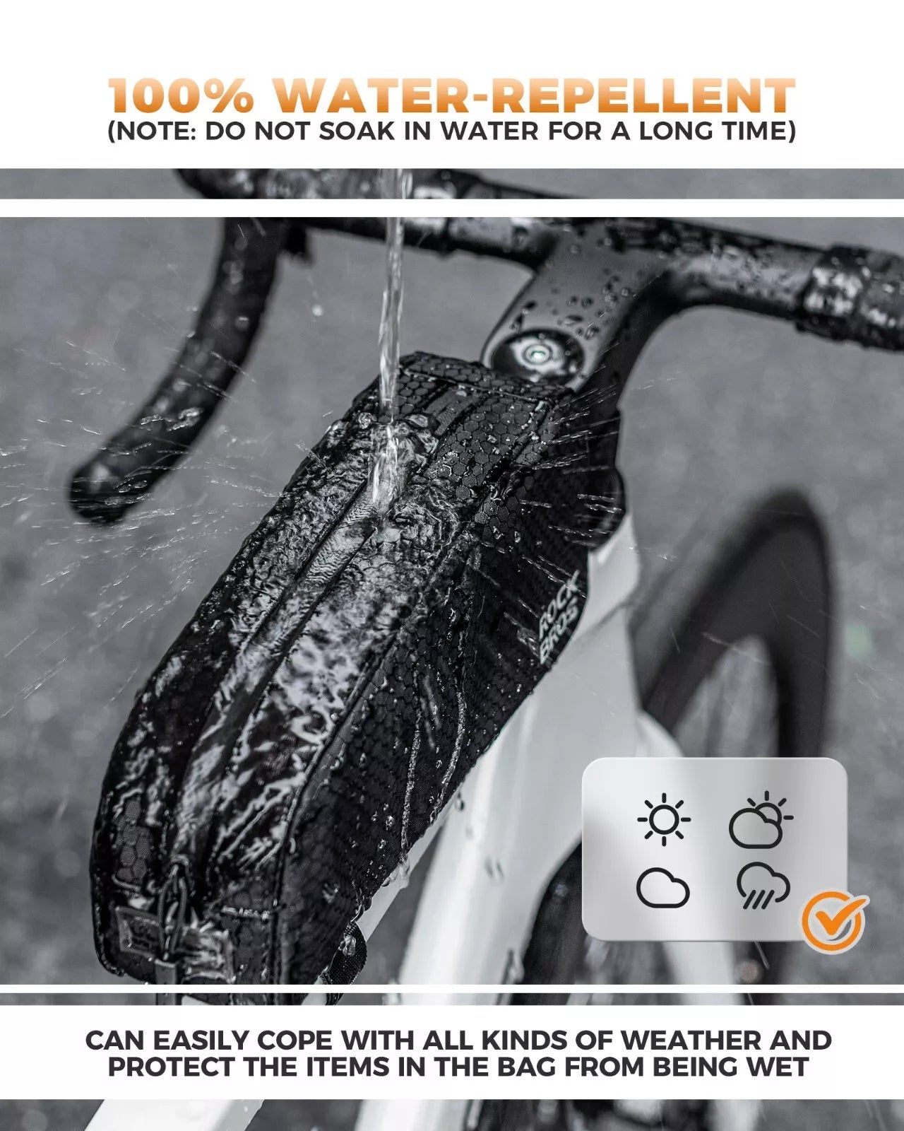 ROCKBROS Fietstas Waterdichte frametas Afneembare driehoekige tas 0,9L