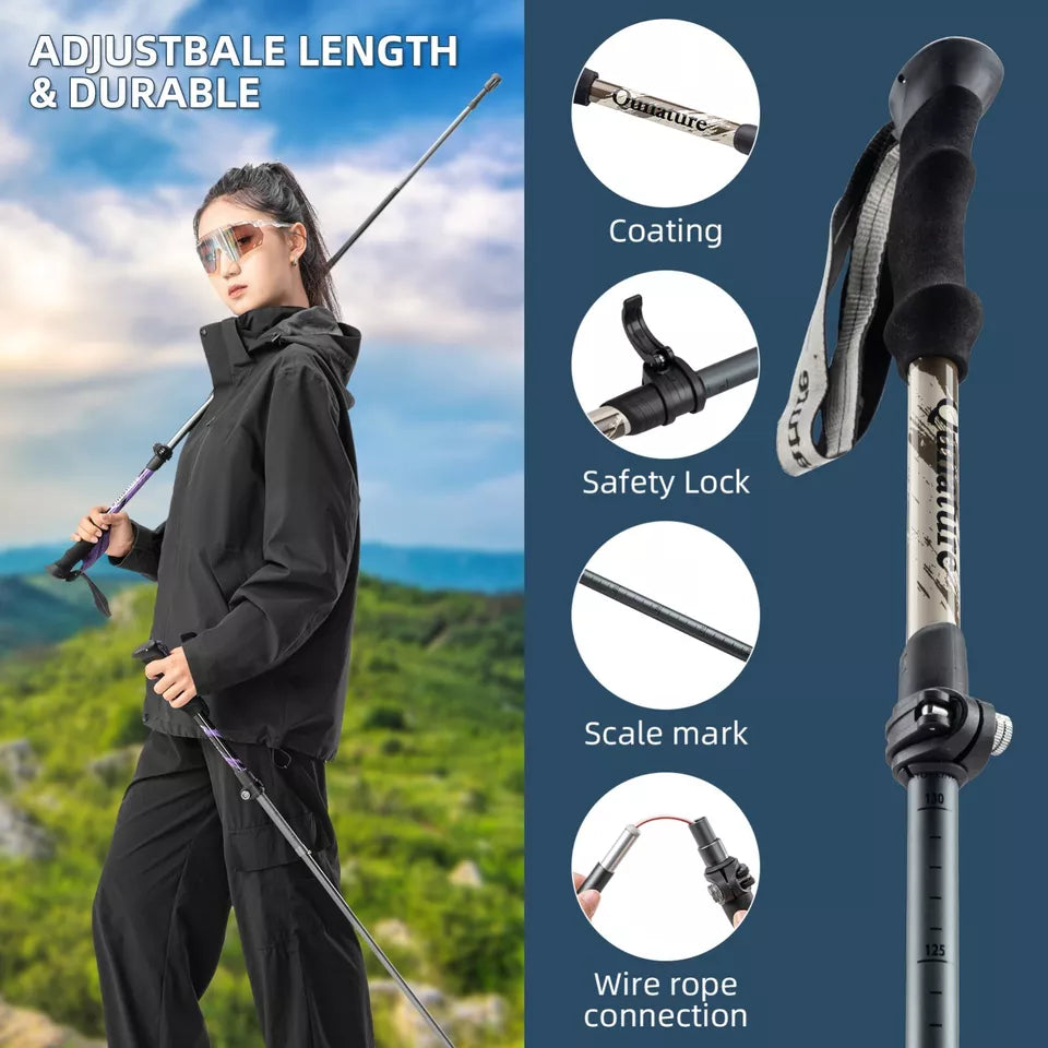 Qunature trekkingstokken wandelstokken 7075 aluminium 130cm