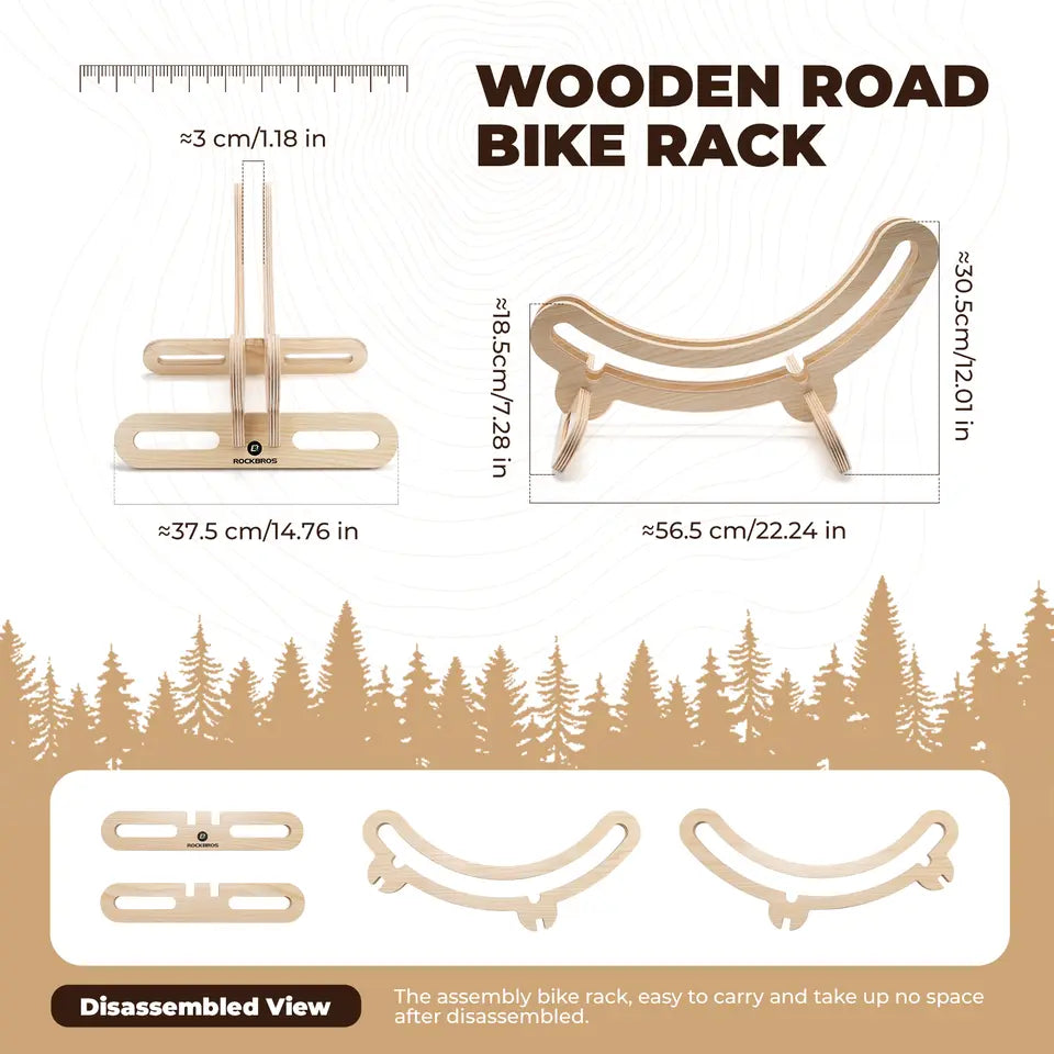 ROCKBROS fietsstandaard houten middenstandaard 30 mm voor 23C-30C fietsen 700C