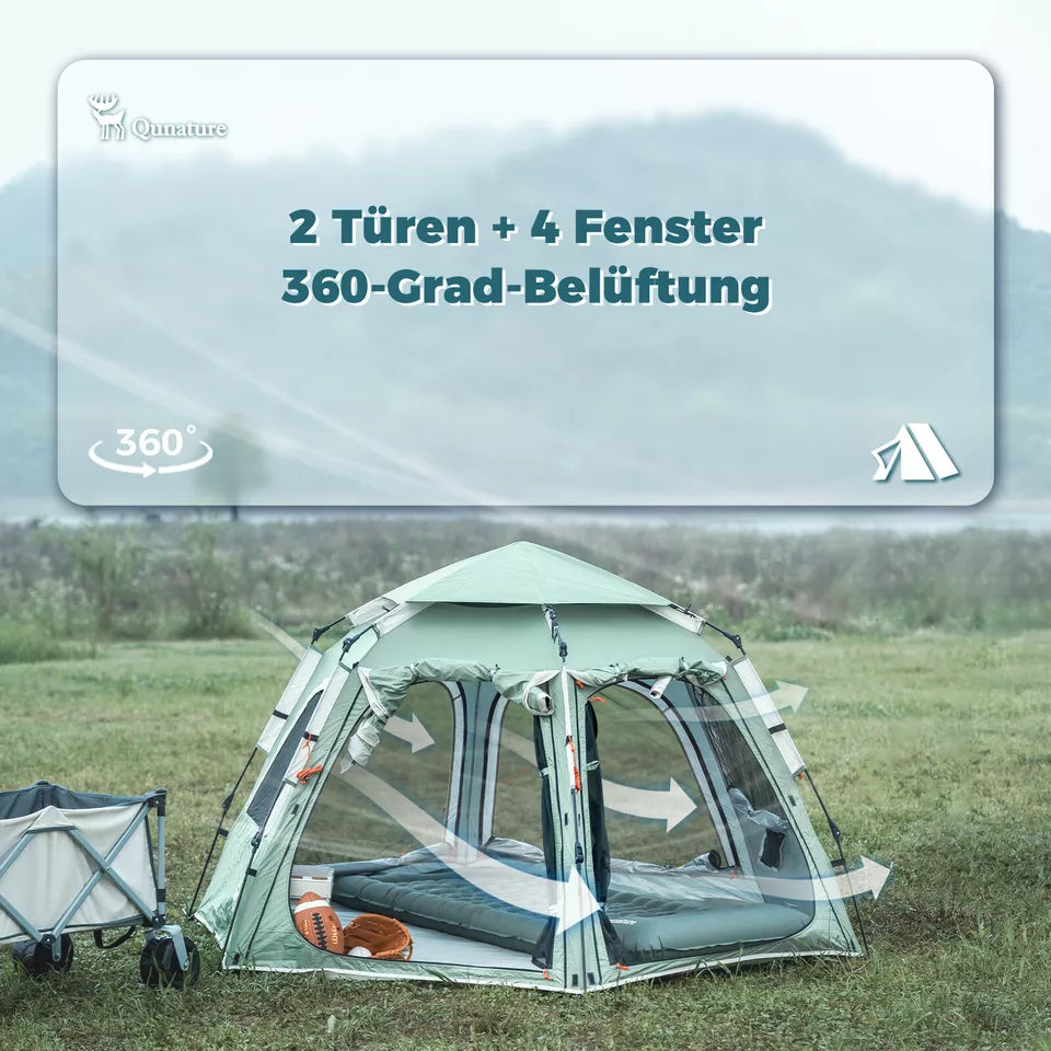 Qunature Campingtent 2-4 Persoons Pop-Up Tent Koepeltent Campingtent Waterdicht