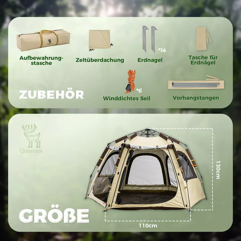 Qunature Campingtent 2-4 Persoons Pop-Up Tent Koepeltent Campingtent Waterdicht