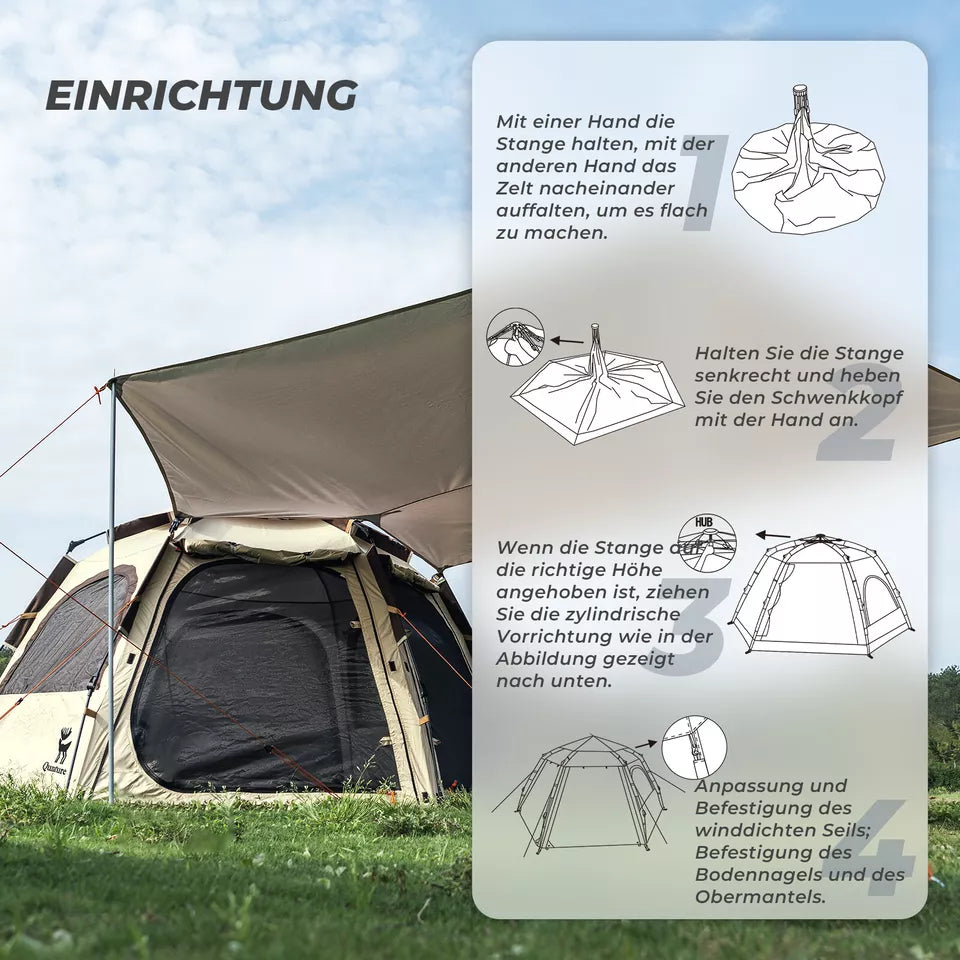 Qunature Campingtent 2-4 Persoons Pop-Up Tent Koepeltent Campingtent Waterdicht