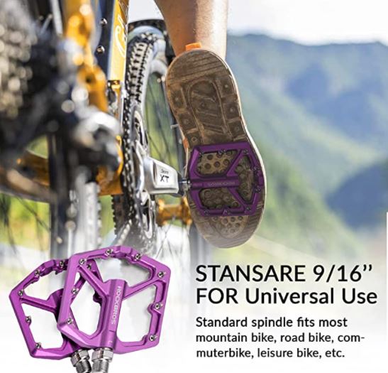 ROCKBROS Bike Pedals Road Bike Pedals Aluminium Pltform Pedals Ultralight Anti-Slip Bike Pedals 9/16 Inch