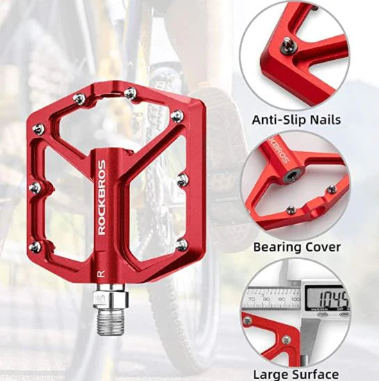 ROCKBROS Bike Pedals Road Bike Pedals Aluminium Pltform Pedals Ultralight Anti-Slip Bike Pedals 9/16 Inch