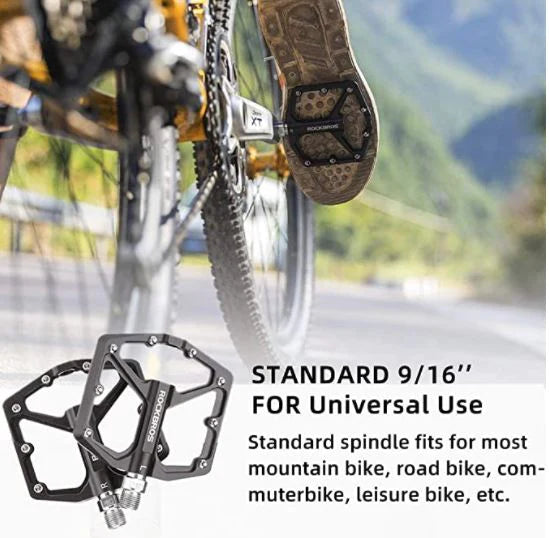 ROCKBROS Bike Pedals Road Bike Pedals Aluminium Pltform Pedals Ultralight Anti-Slip Bike Pedals 9/16 Inch