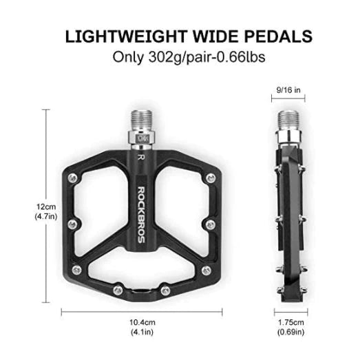 ROCKBROS Bike Pedals Road Bike Pedals Aluminium Pltform Pedals Ultralight Anti-Slip Bike Pedals 9/16 Inch