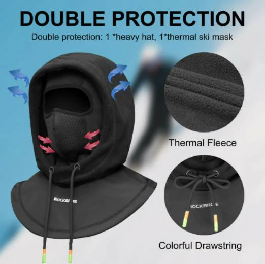 ROCKBROS Ski masker Thermo Fleece Balaclava Winter Balaclava onder Helm