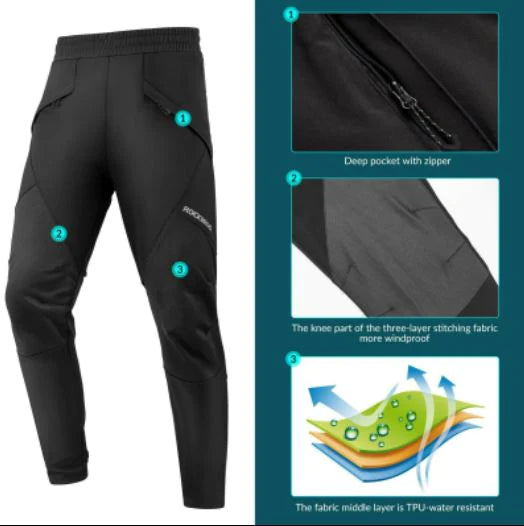 ROCKBROS Winterbroek Heren Fietsbroek Winddicht Thermo Fietsbroek M-4XL