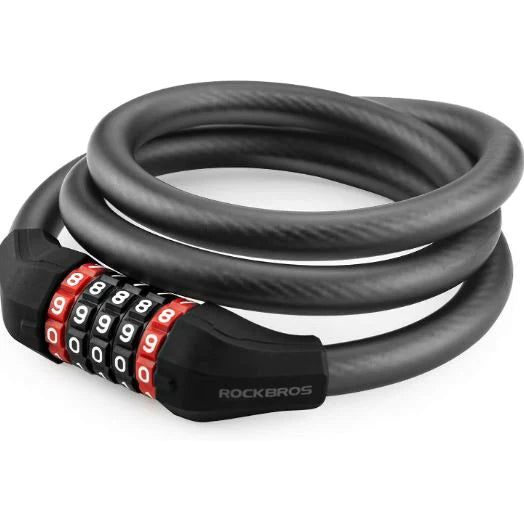 ROCKBROS fietsslot 120cm/180 cm kabelslot 5-delig combinatieslot staal