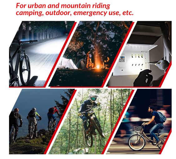 ROCKBROS Bike LED Front Light USB Rechargeable, 400 Lumen Waterproof IPX6 Light met 4 vaste en knipperende modi voor mountainbike en racefiets.