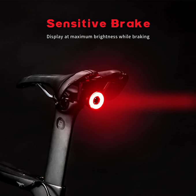 ROCKBROS Intelligent Oplaadbaar Fietsachterlicht 60 Lumen 4 Modi IP65 Waterdicht met Automatische Inschakeling