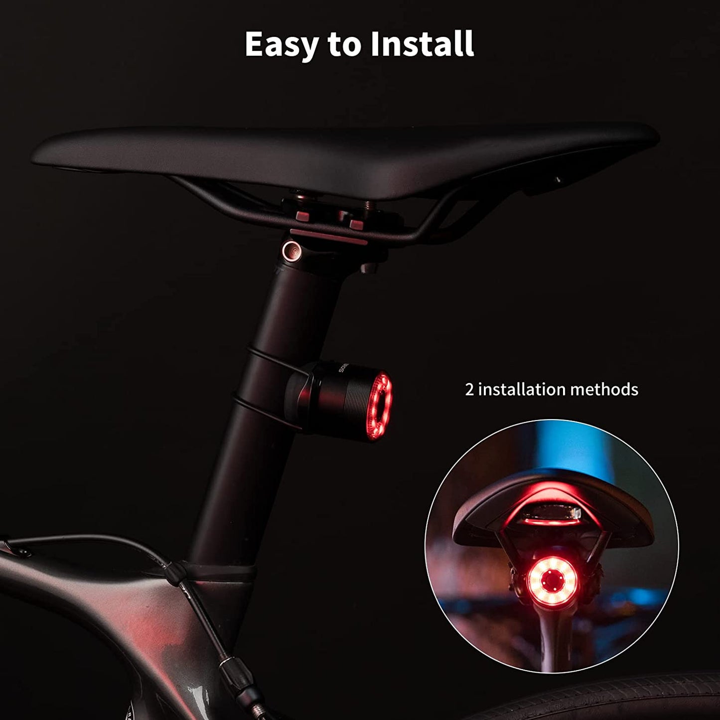 ROCKBROS Intelligent oplaadbaar fietsachterlicht 4 standen IPX6 waterdicht
