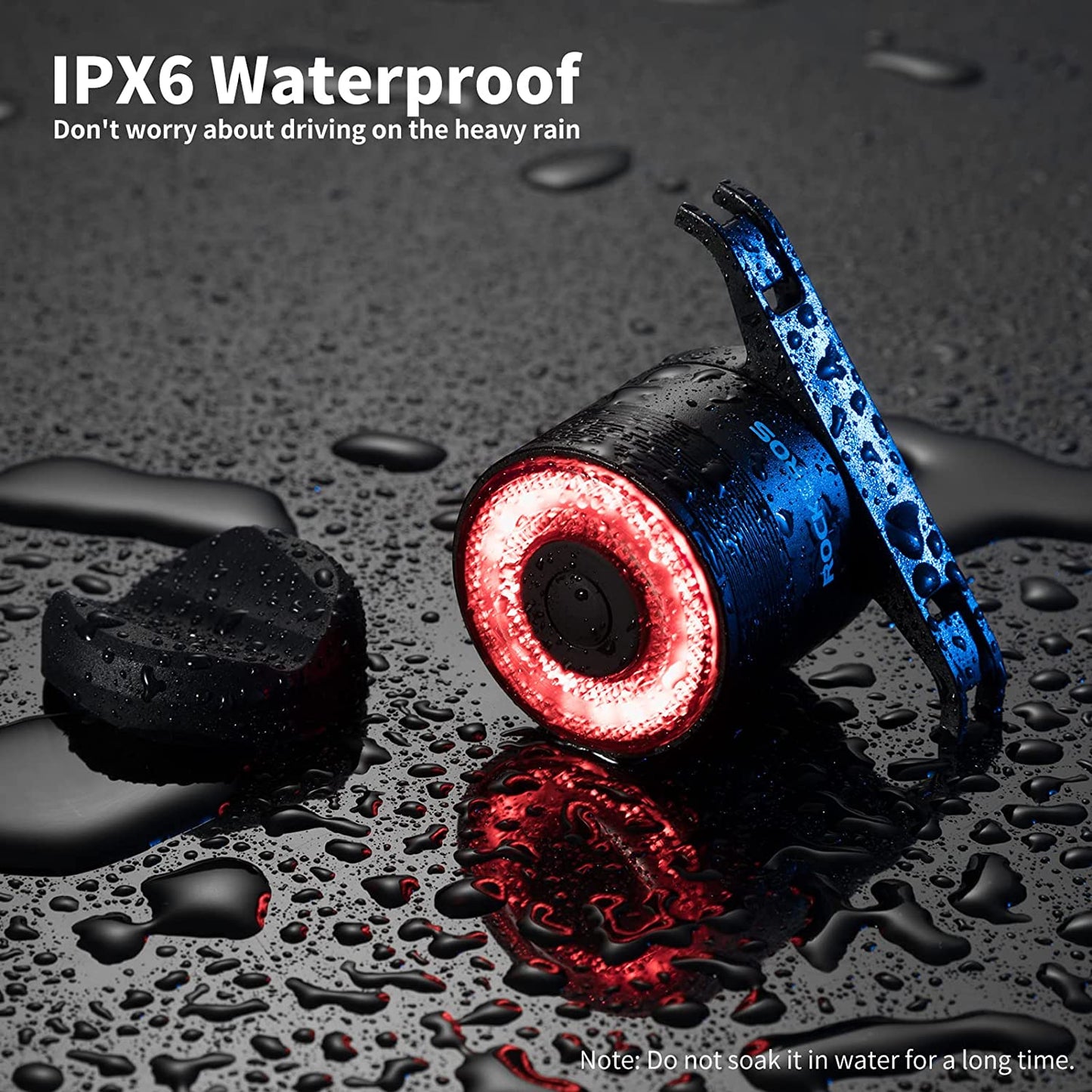 ROCKBROS Intelligent oplaadbaar fietsachterlicht 4 standen IPX6 waterdicht