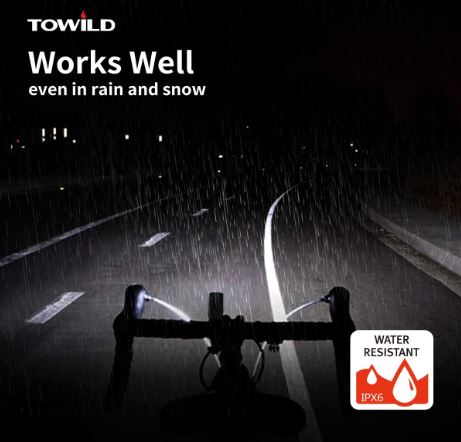 TOWILD CL1200 Garmin/GoPro Mount Compatibel 1200 4000mAh Batterij Waterdicht Fietslicht voor forensen