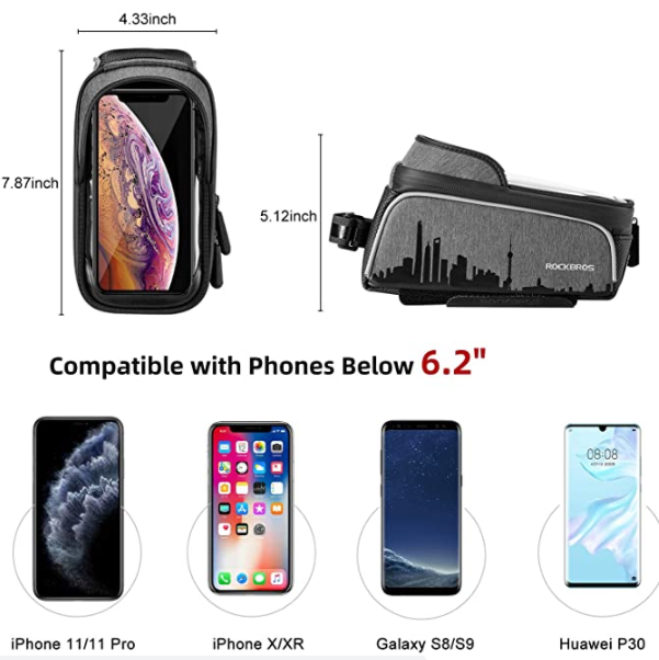 ROCKBROS 017-5 Fietsframetas met Touchscreen voor GSM tot 6.5 Inch