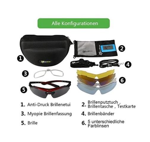 ROCKBROS 10003 Sportbril Gepolariseerde Glazen Met 5 Verwisselbare Glazen