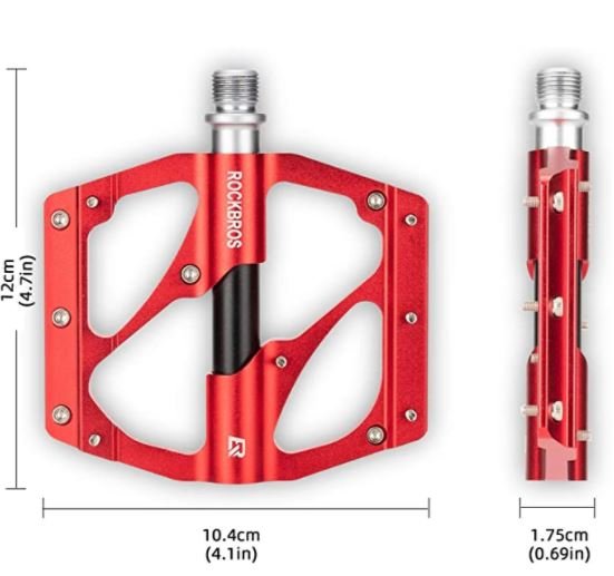 ROCKBROS 2020-12B Aluminium fietspedalen MTB 9/16 inch zwart/rood