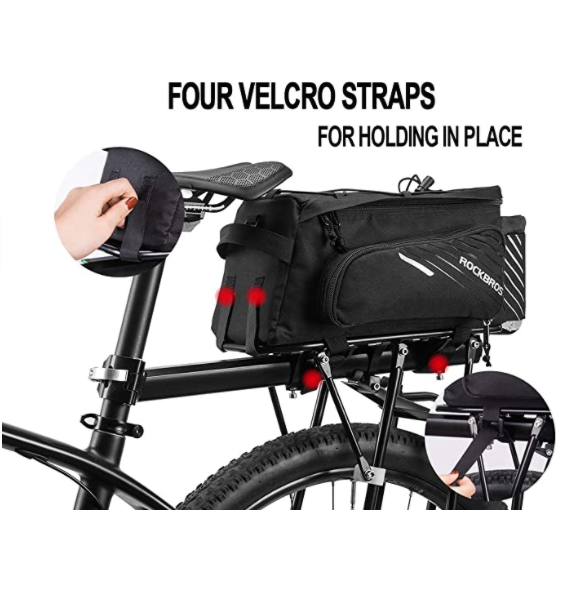 ROCKBROS A9-BK Fiets Bagagedragertas Zwart Plooibare Zijtassen 9-12L