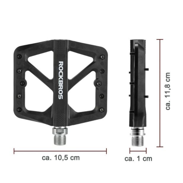 ROCKBROS Nylon Fietspedalen Antislip MTB Platte Pedalen 9/16 Inch 3 Afgedichte Lagers