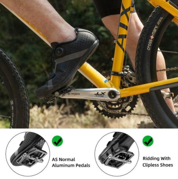 ROCKBROS fietspedalen klikpedalen half platform met SPD pedalen 9/16 Inch zwart