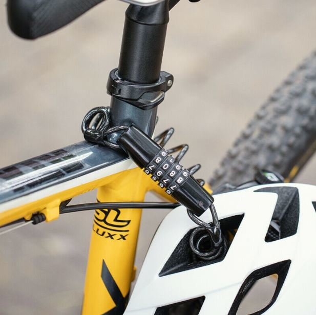 ROCKBROS Mini Fietsslot Kabel Helmslot Motorfiets Wachtwoordslot Zwart