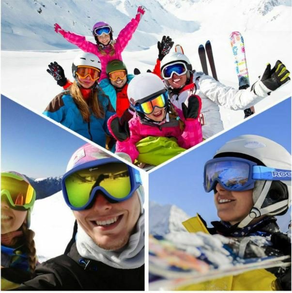 ROCKBROS Skibril voor Meisjes Jongens Kinderbrillen Winter Anti-Fog Skibril Blauw