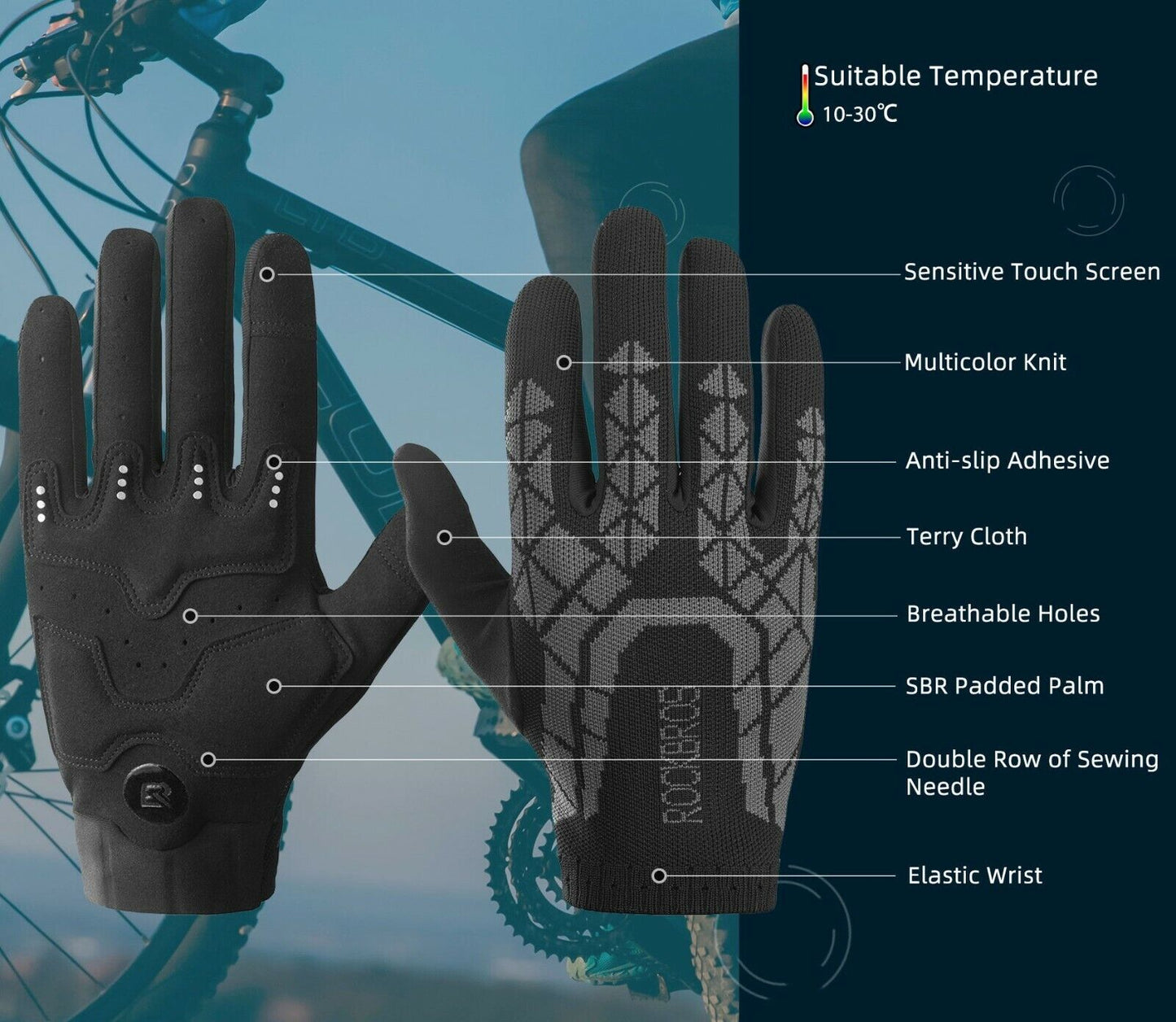 ROCKBROS S255 Handschoenen Fietshandschoenen Herfst Touchscreen Outdoor Sport M-2XL