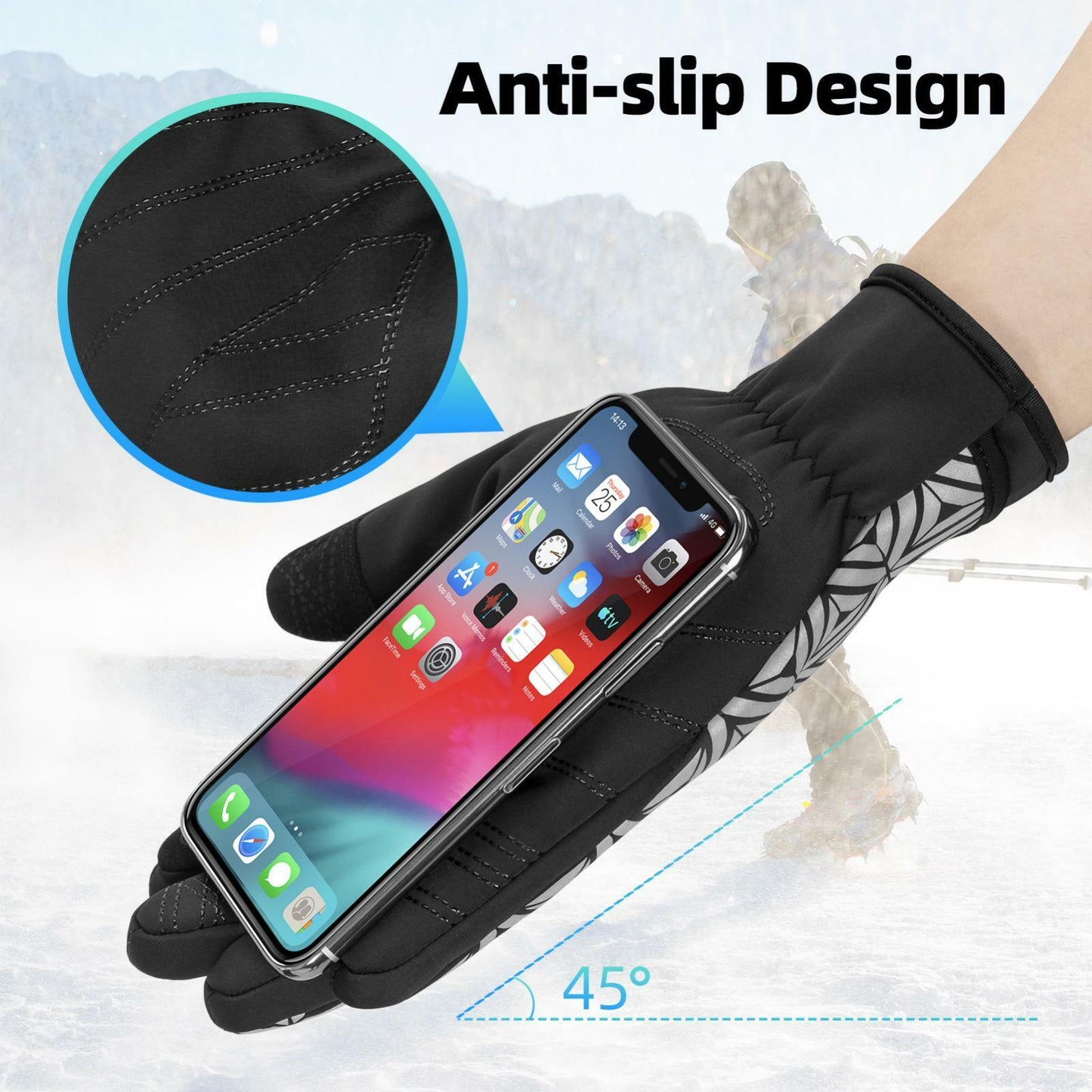 ROCKBROS S077-8 Motor Fiets Handschoenen Touchscreen Winddicht Warm Ski Sport MTB