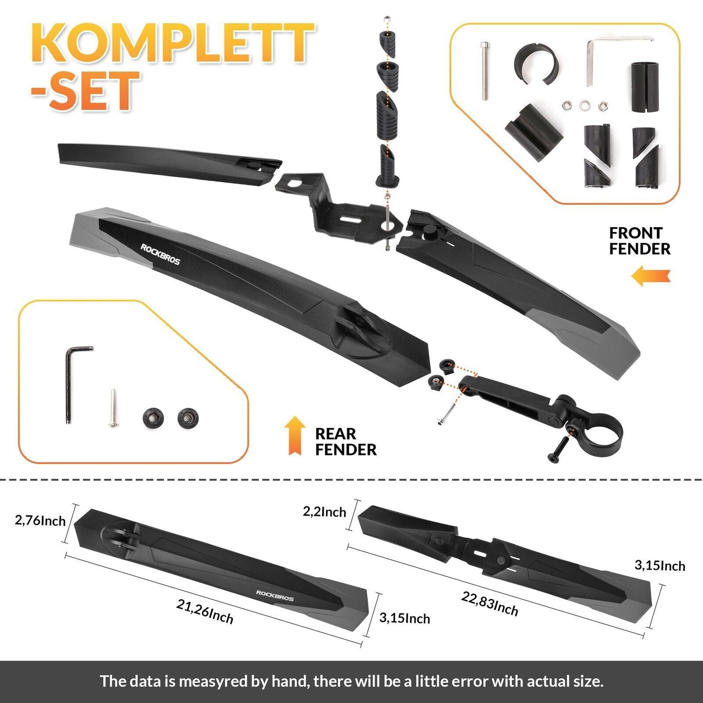 ROCKBROS fietsspatbordset spatbord 26/27,5/28 inch MTB fietsspatbord
