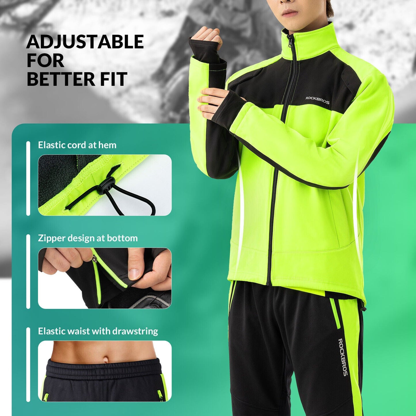 ROCKBROS fietskledingbroek, windbroek, sportbroek, winddicht M-4XL