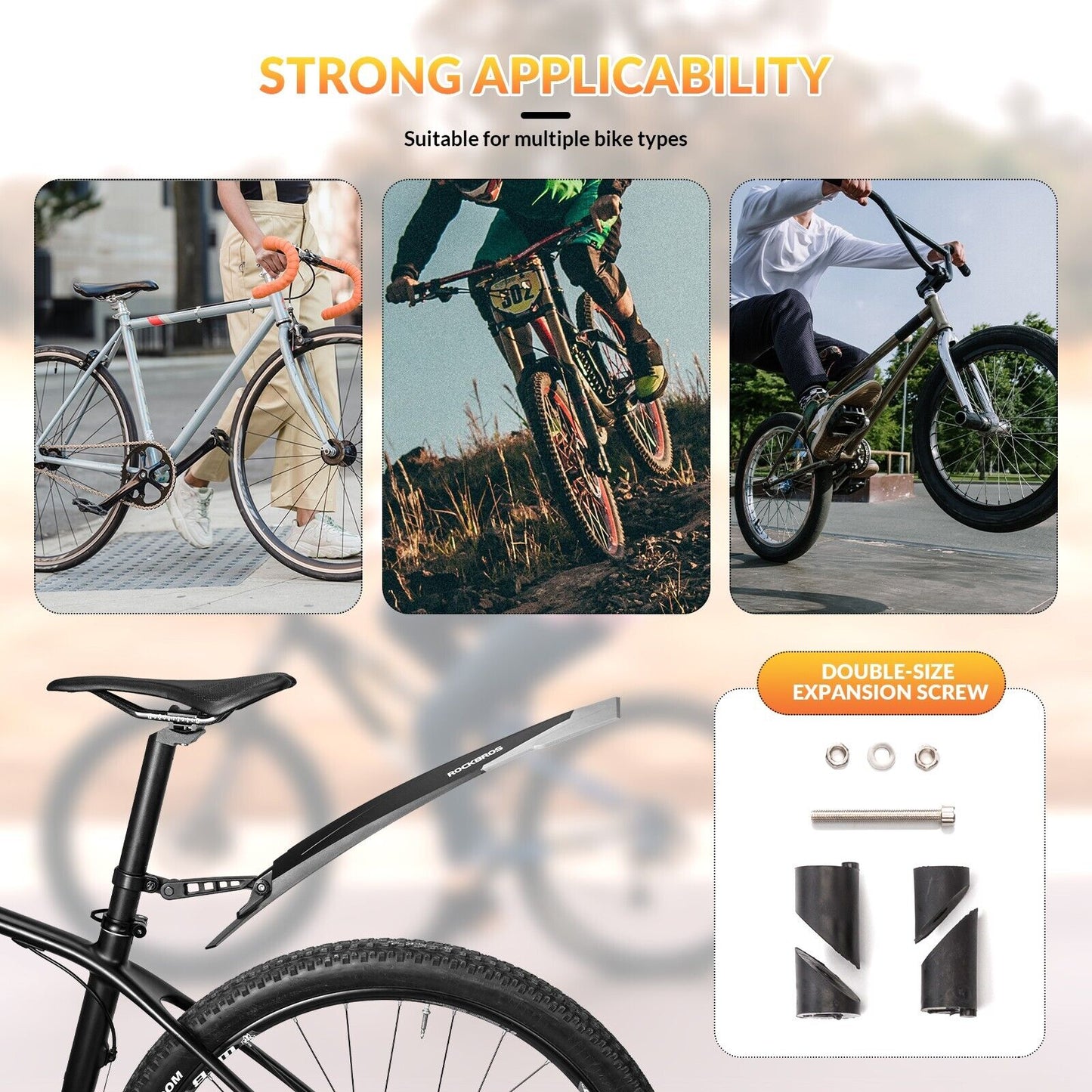 ROCKBROS fietsspatbordset spatbord 26/27,5/28 inch MTB fietsspatbord