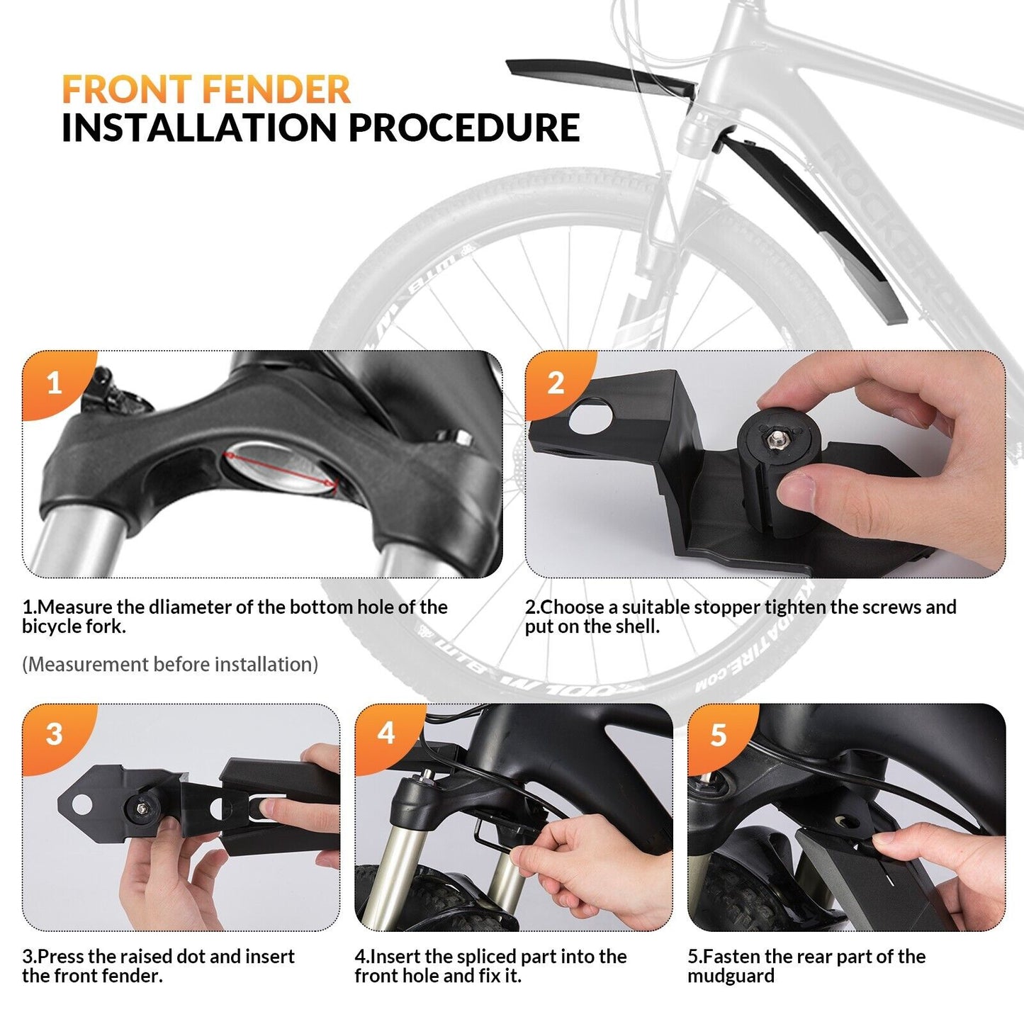 ROCKBROS fietsspatbordset spatbord 26/27,5/28 inch MTB fietsspatbord