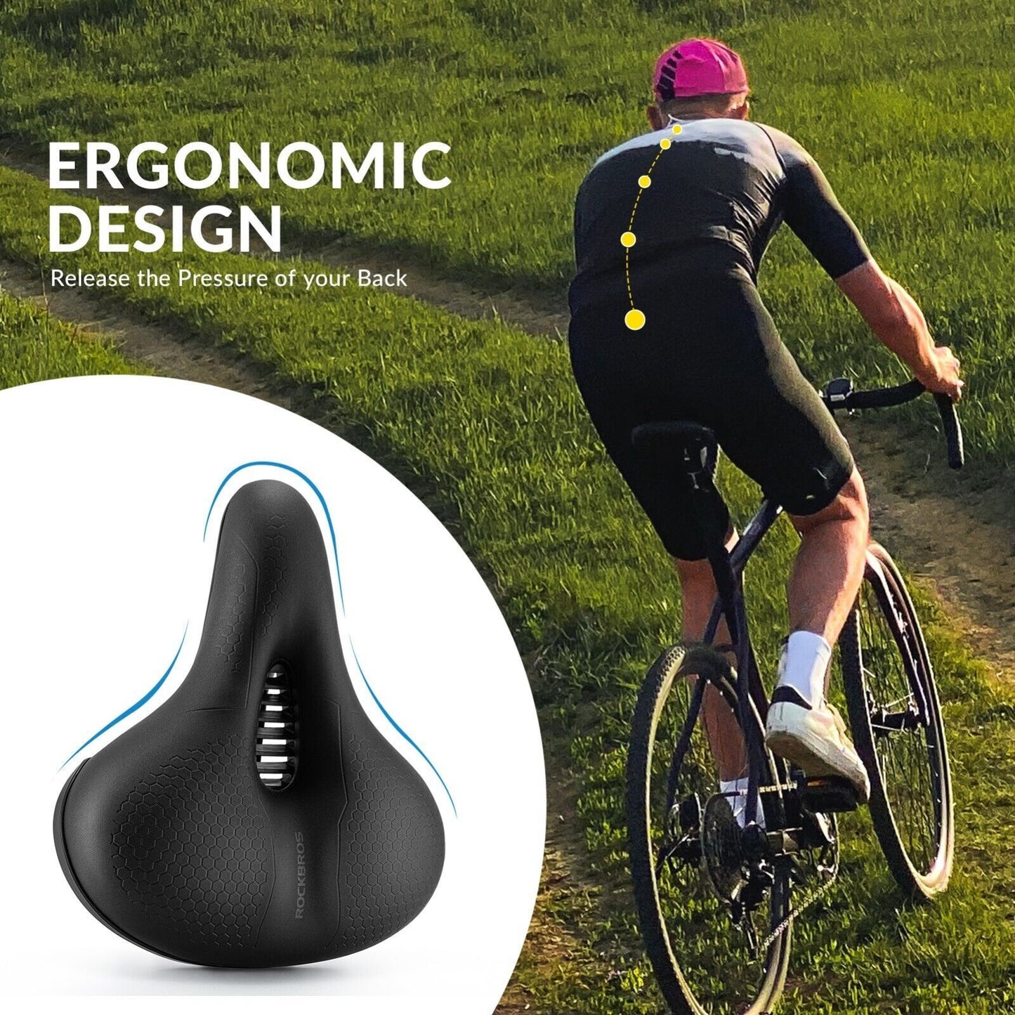 ROCKBROS Fietszadel Fietsstoeltje Memory Foam Comfortabel Ergonomisch
