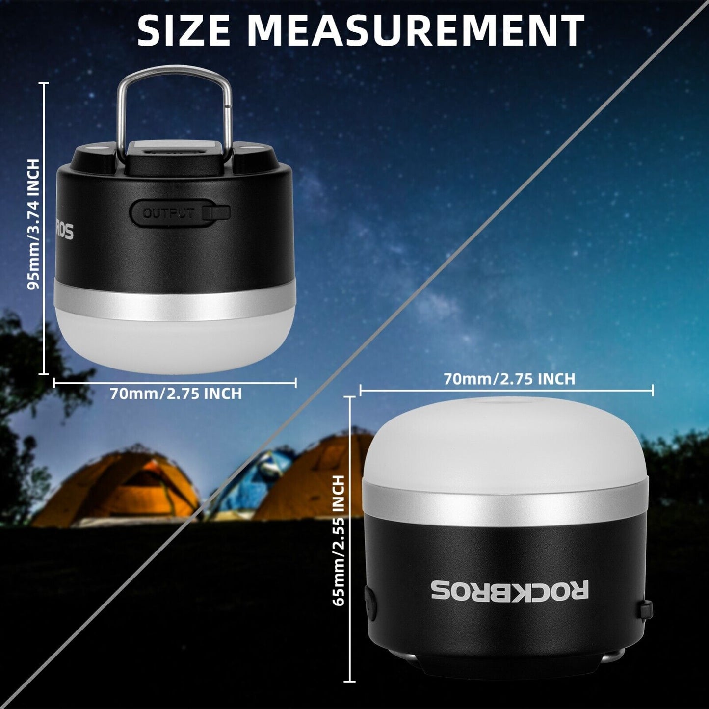 ROCKBROS Outdoor Camping Lantaarn USB Zaklampen 600 Lumen IPX65 LED Licht Oplaadbare Batterij
