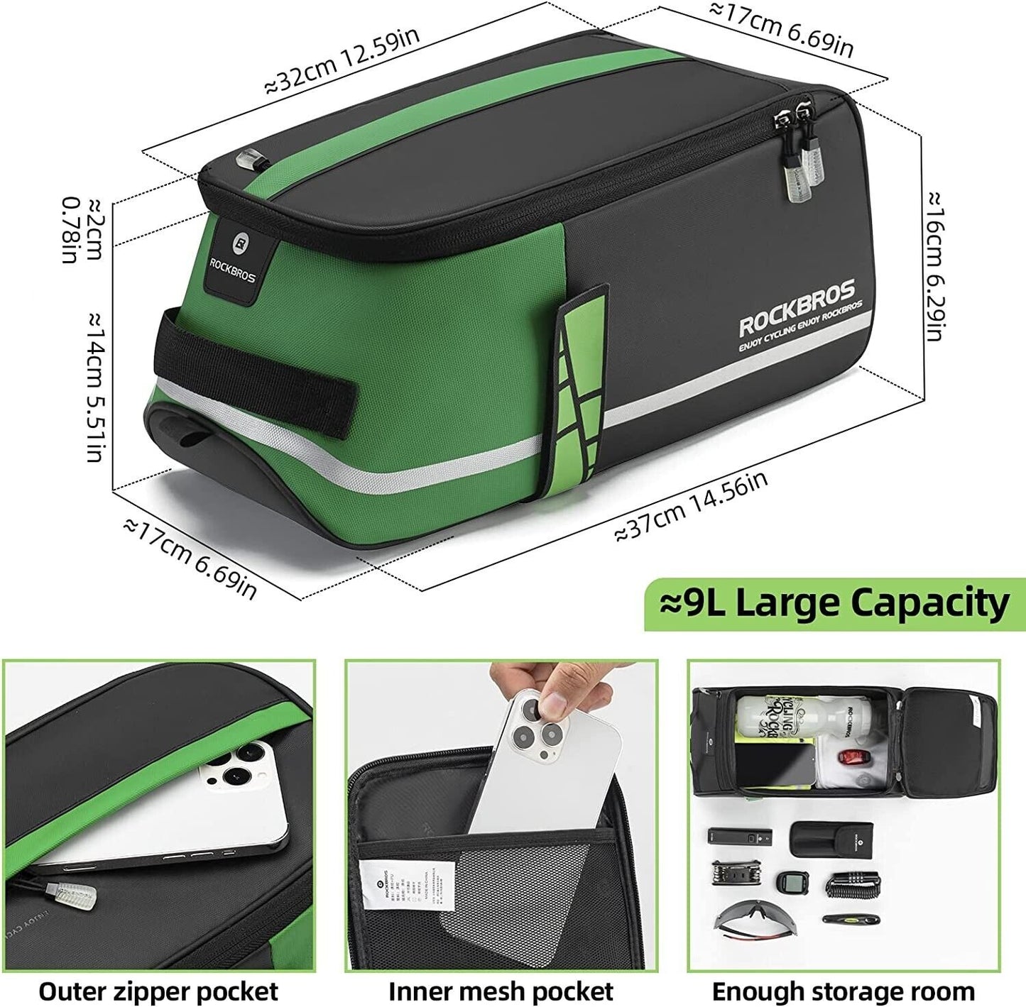 ROCKBROS Fietstas Zadeltas Multifunctionele Picknicktas 9L