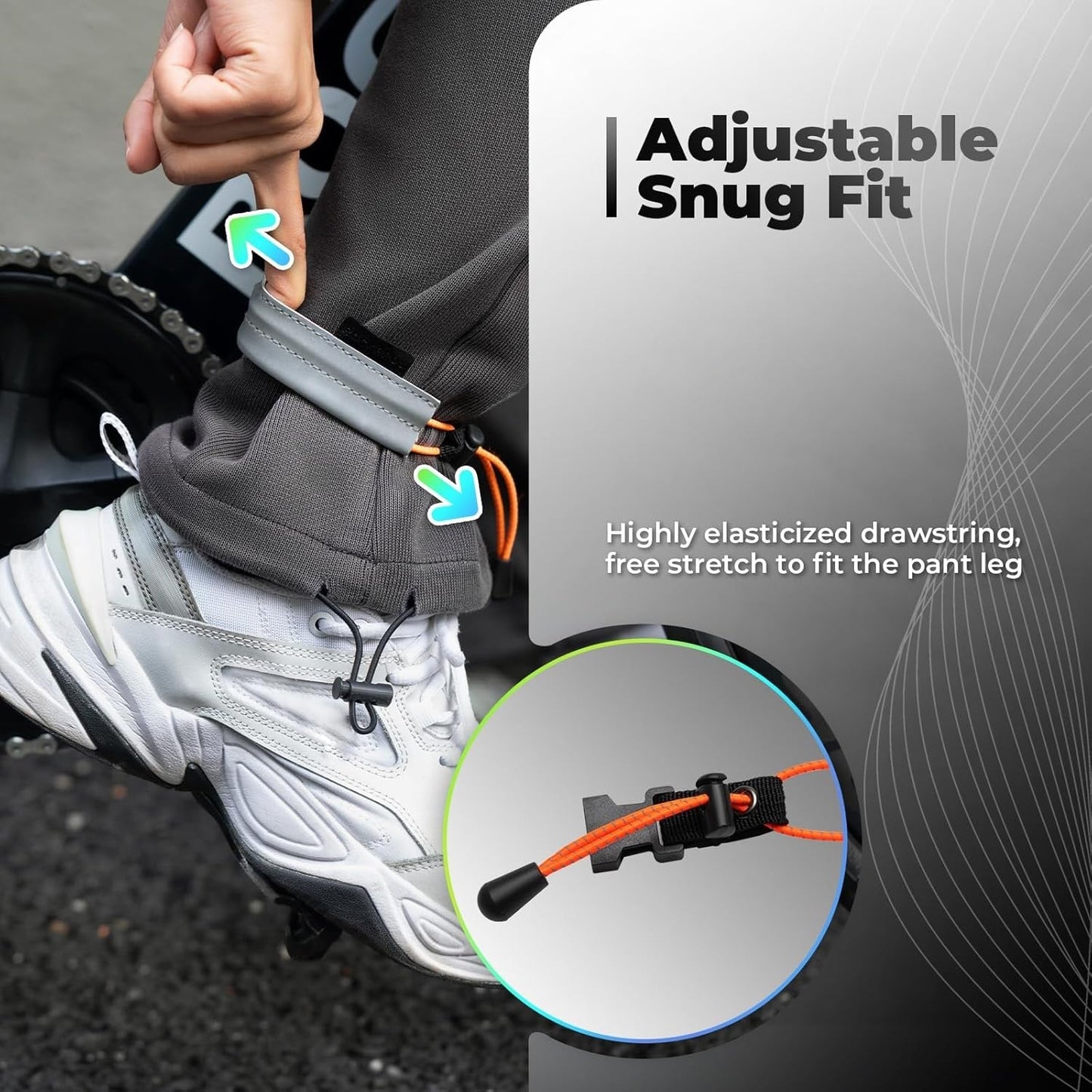 ROCKBROS Reflecterende band Elastische broekclip Fietsbroekbeschermer Reflecterende broekband voor buiten Joggen Fietsen Hardlopen 1 paar
