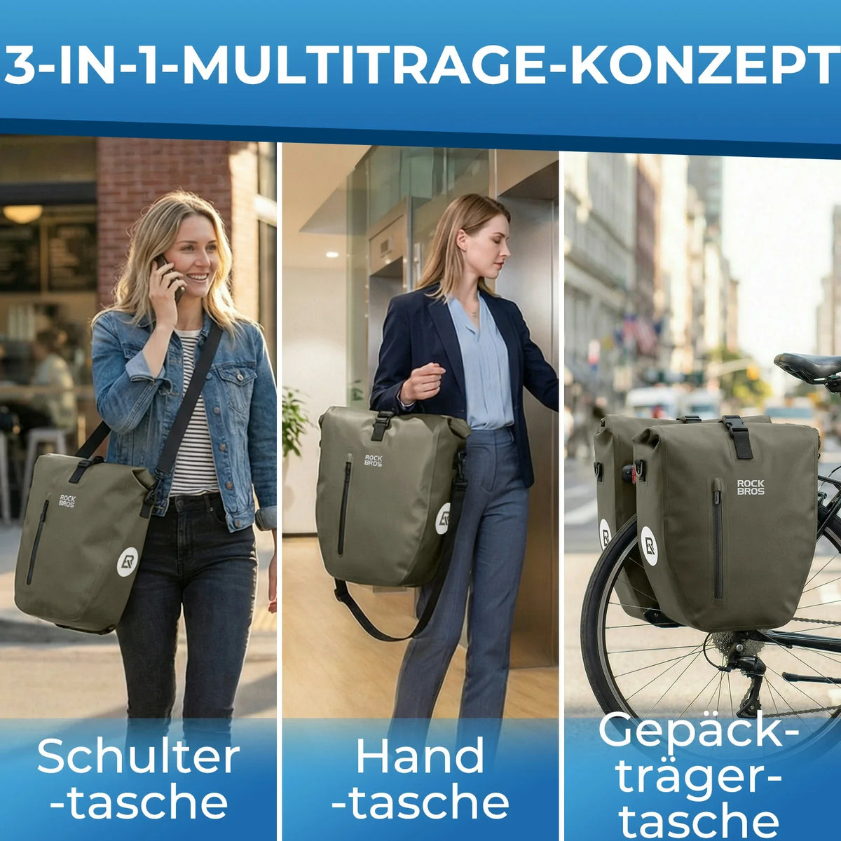 ROCKBROS 15L-20L Fiets Bagagedragertas 3-in-1